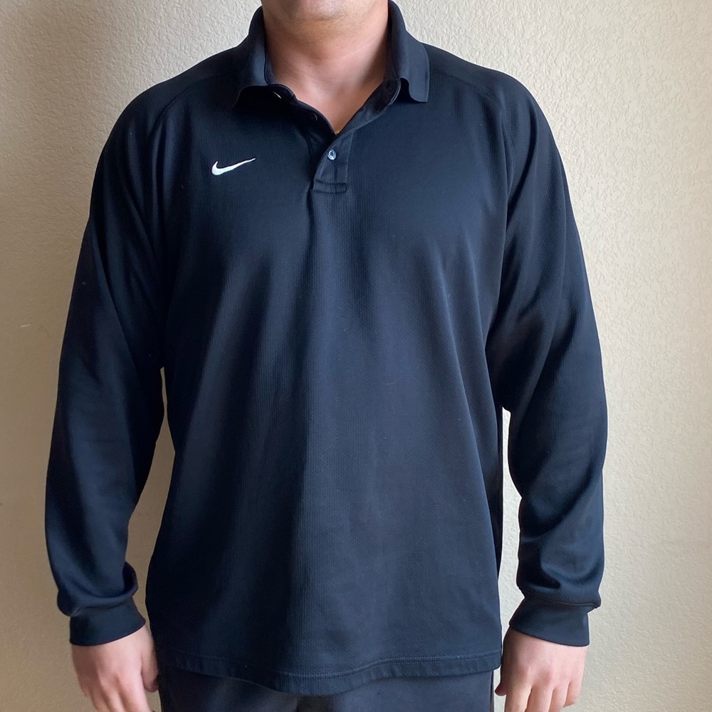 Nike collared long sleeve 3 button dri fit shirt